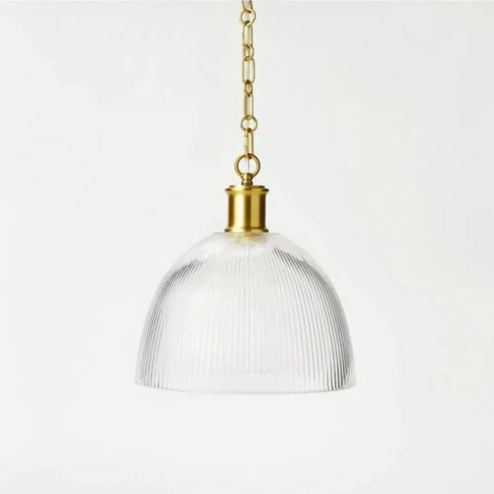 Target Threshold Reeded Glass Pendant Brass